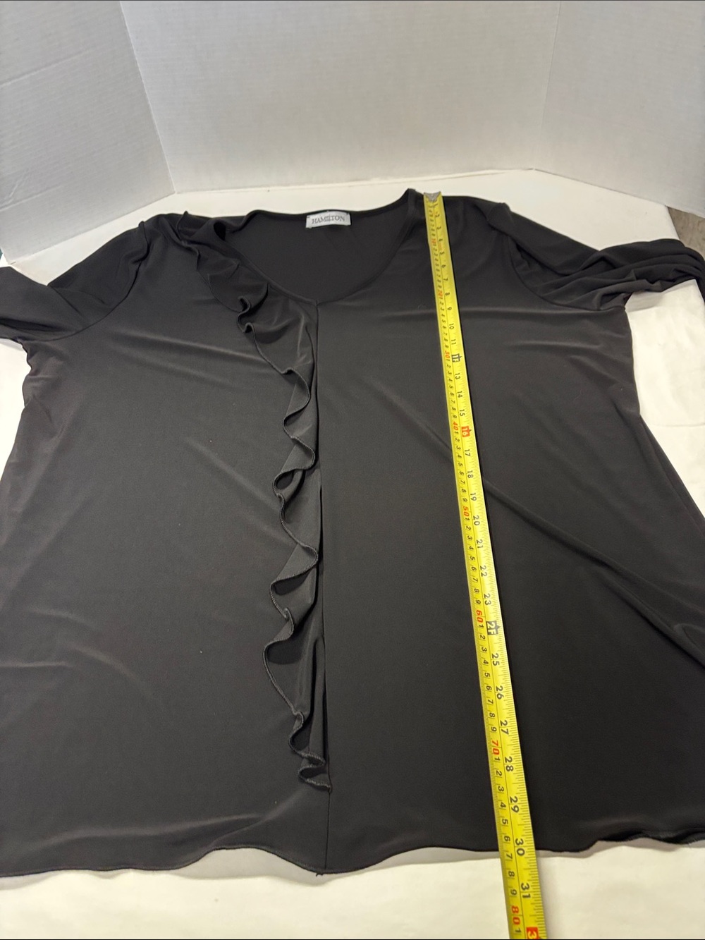 Hamilton Black Ruffle-Front Tunic - Picture 5 of 6